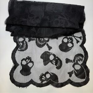 Black Lace Skull Design 6ft Table Runner